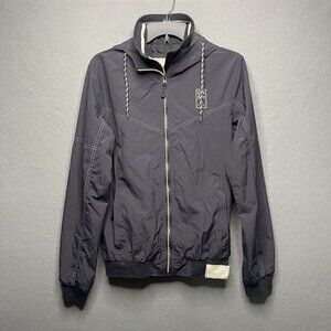 Crosshatch Mens Gray Windbreaker Jacket Double Zip & Drawstring